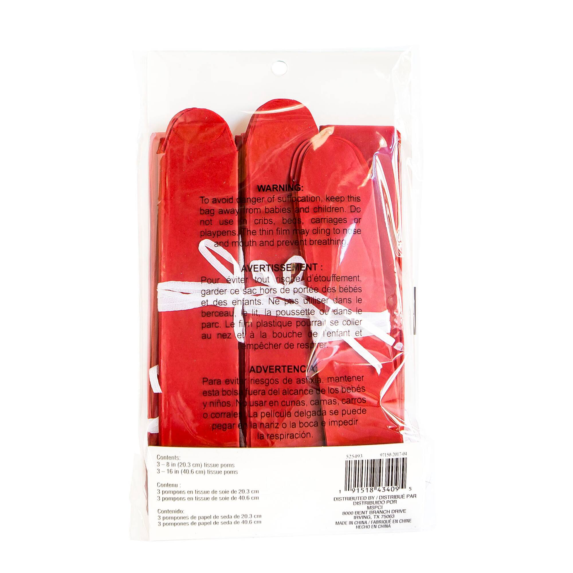 12 Packs: 6 ct. (72 total) Red Paper Pom Poms by Celebrate It™